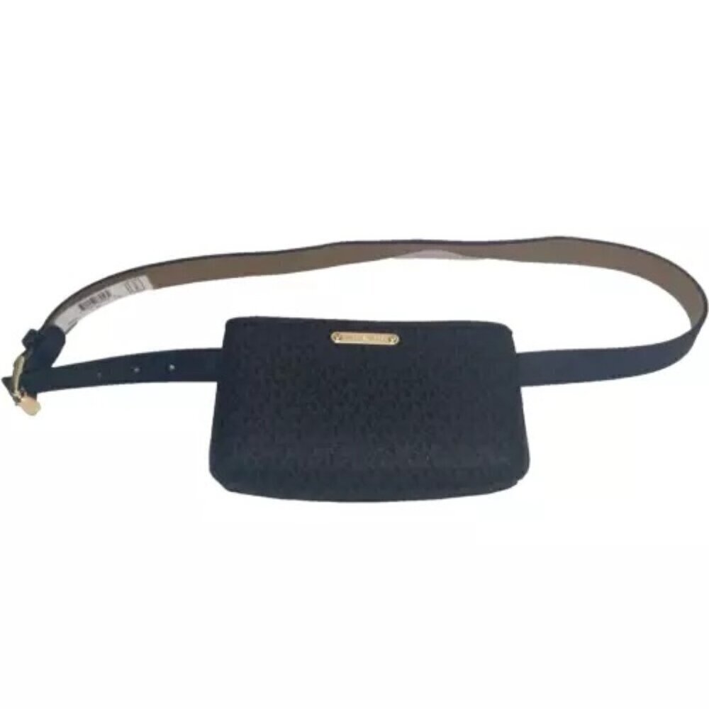 Michael Kors Belt Bag Black &‎ Dark Gray Logo Fanny Pack L/XL NWT